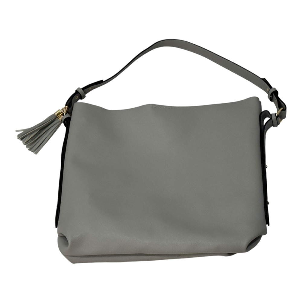 Source Unknown Gray Shoulder Bag With Tassel Euc - image 4